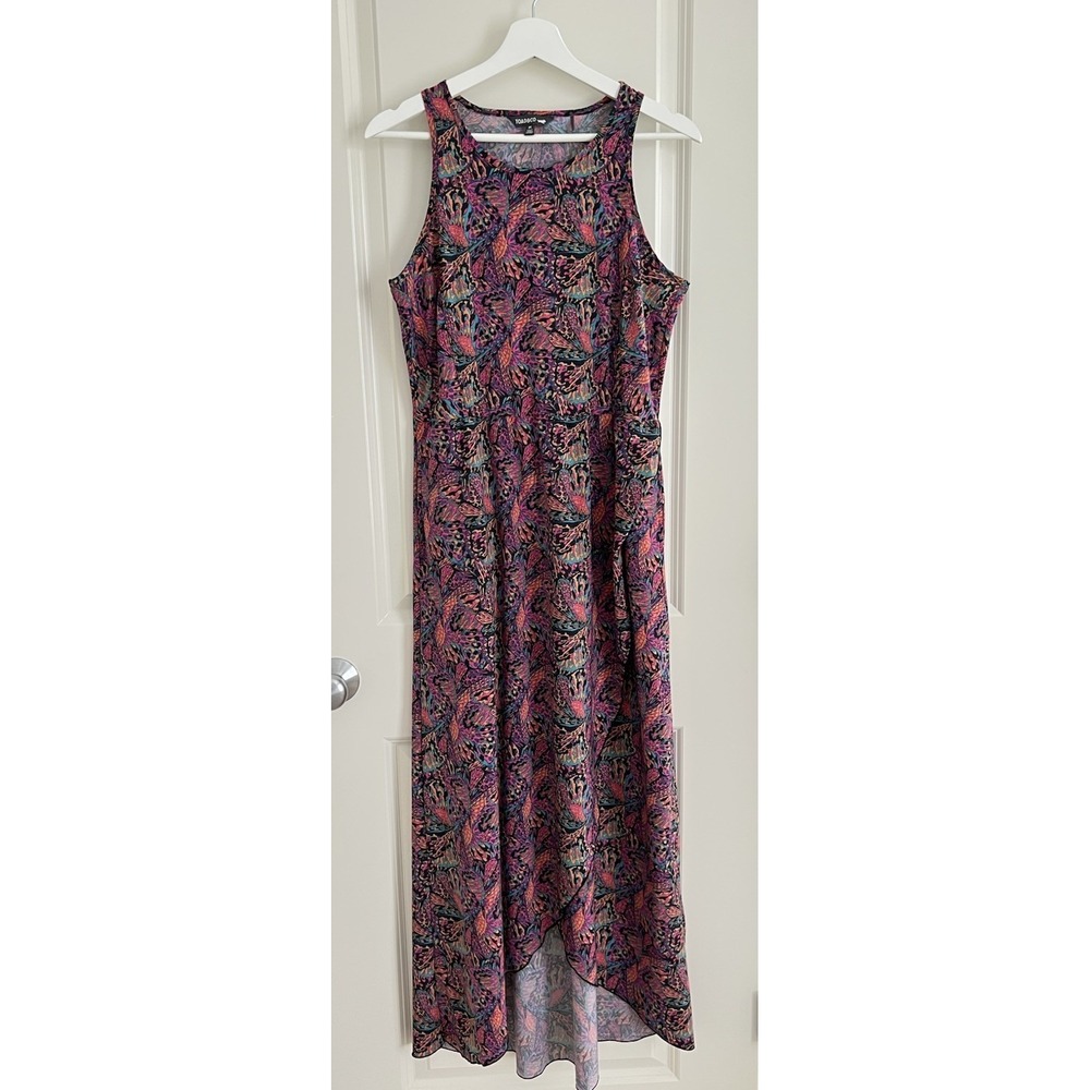 Toad & Co Sunkissed Maxi Dress Hibiscus Butterfly Keyhole Back Resort Women's M